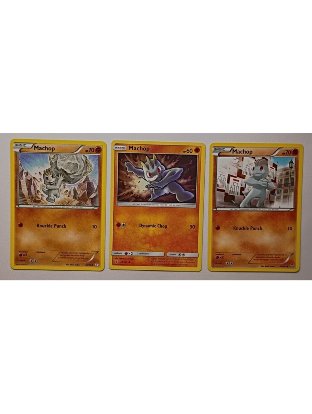 Pokemon TCG Machop non Holo 40/83 2016 & Machop 63/145, Machop 44/111 2014 (3)